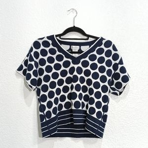 Cabi Volley Pullover Knit V neck short sleeve Reversible Sweater